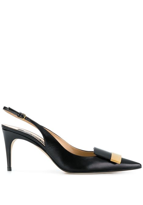 Black 75mm pointed pumps - women